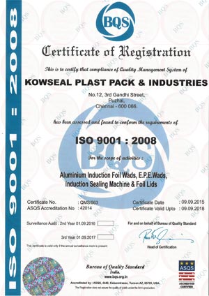Kowseal Plast - ISO Certificate
